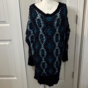 Monroe & Main Teal and Black Knit Sweater Tunic Size 1X